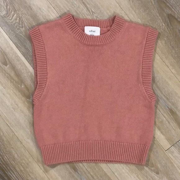 Aritzia Jackets & Blazers - Aritzia Wilfred Alps Merino Wool Cotton Knit Sweater Vest in Heirloom Pink